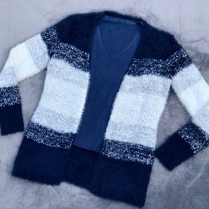 Fuzzy Striped Cardigan